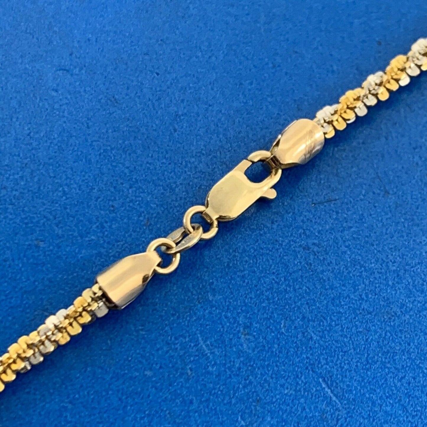 Designer Italy 14K White Yellow Gold Popcorn Fancy Link Chain Necklace