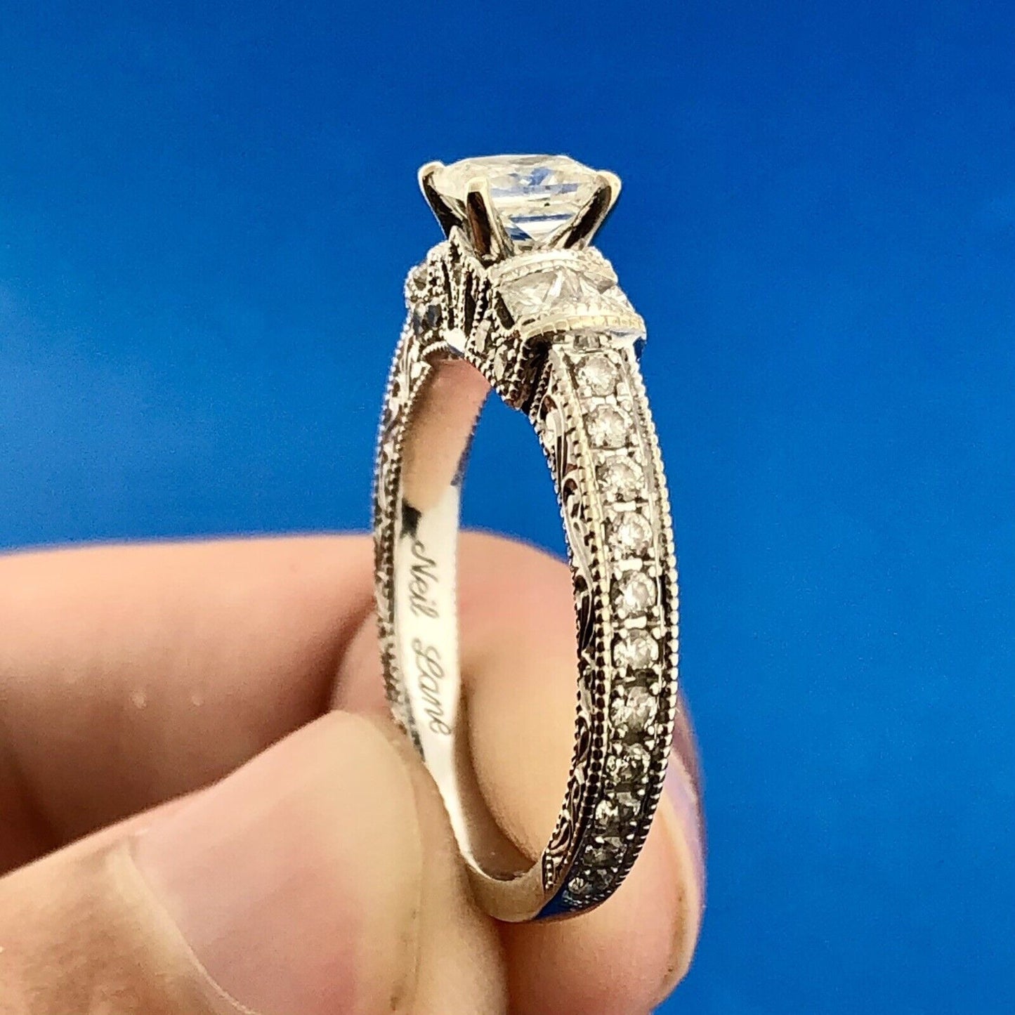 Neil Lane 14K White Gold Diamond Princess Solitaire Accents Engagement Ring