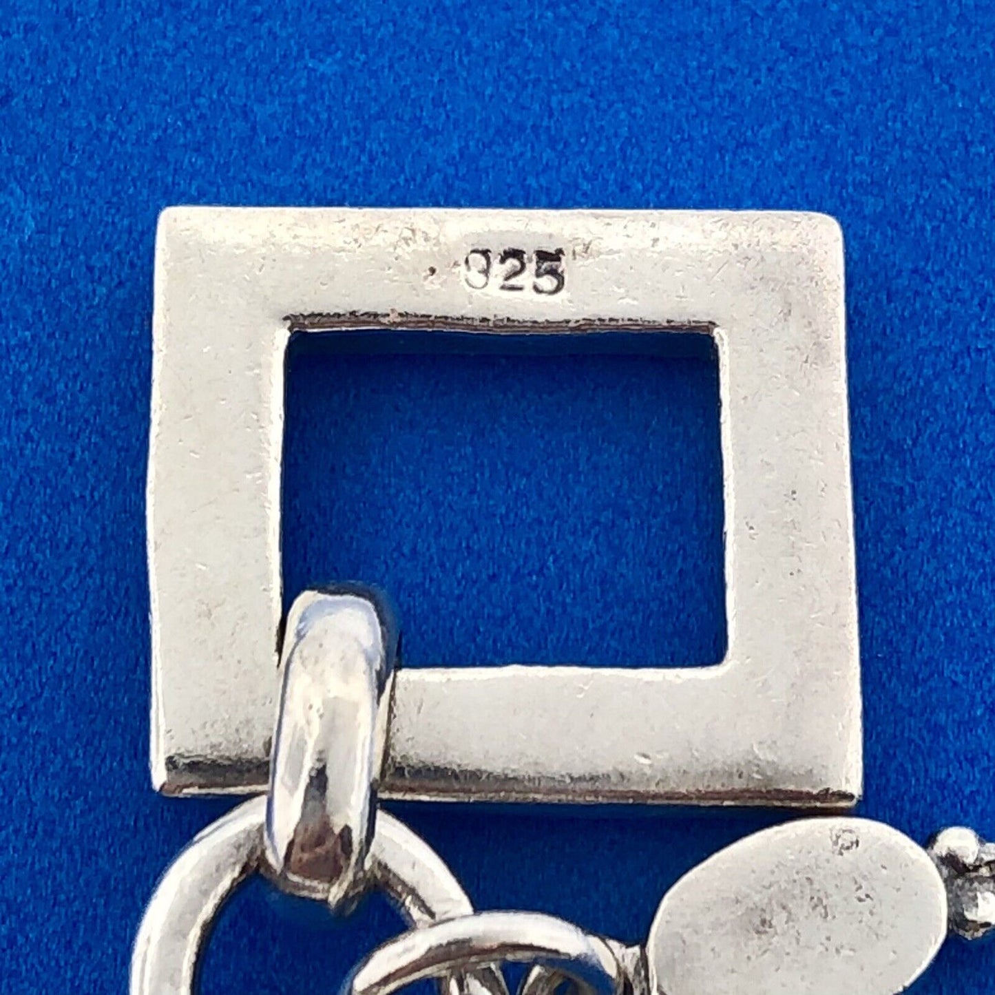 Lovely Sterling Silver 925 Multi-Shaped Turquoise Inlay Charm 7" Toggle Bracelet