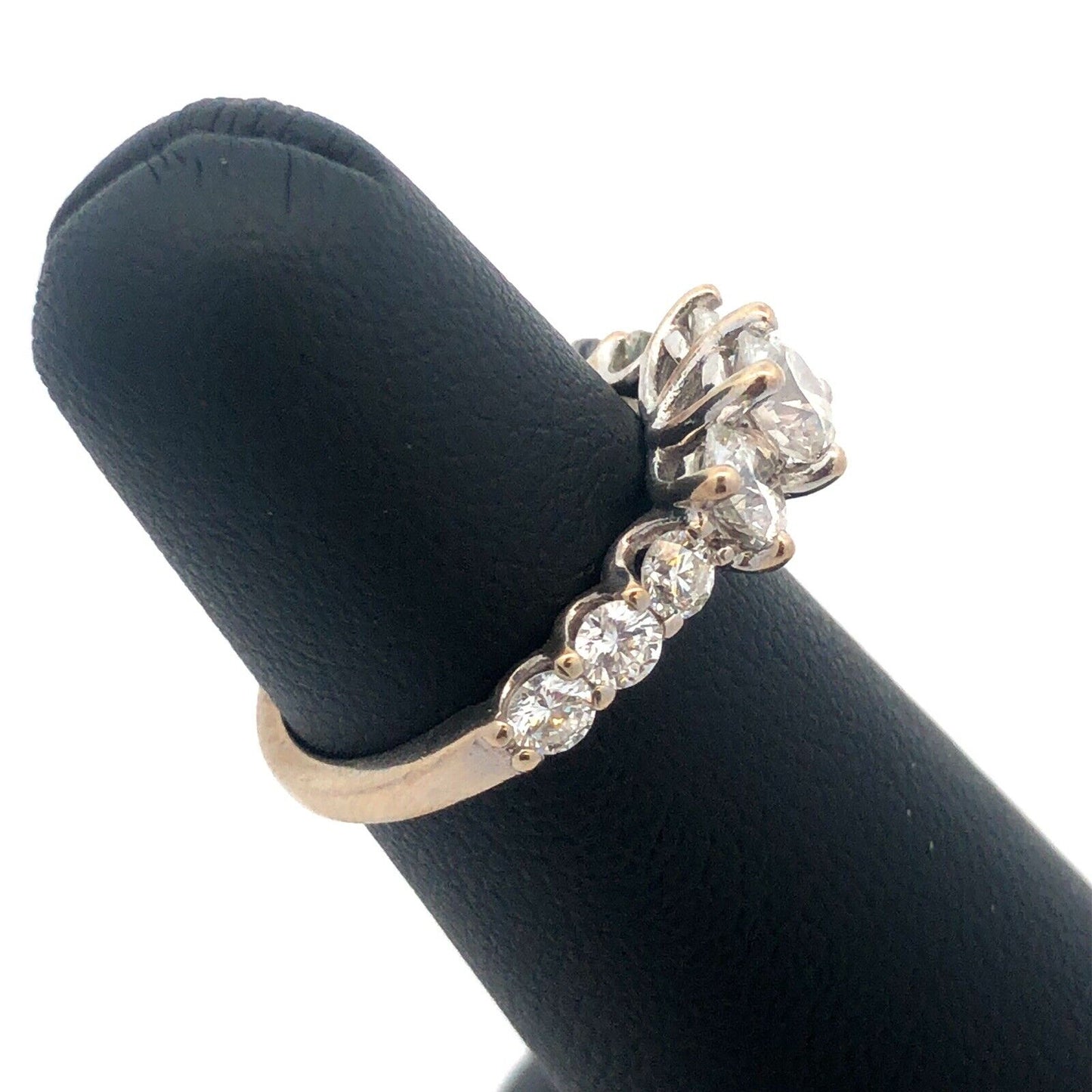 Designer 14K White Gold Diamond Trio With Accents Waterfall Engagement Ring