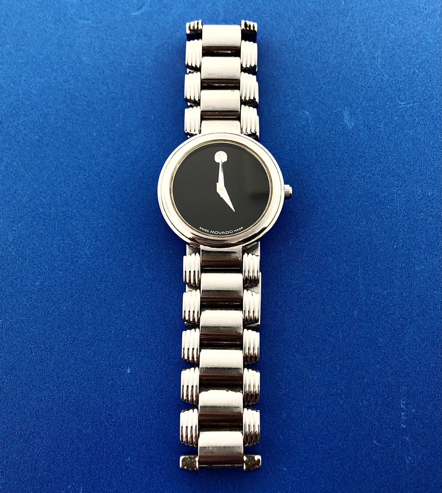 Movado Serenade 84 A1 1844 Strato Black Dial Ladies Stainless Steel Watch