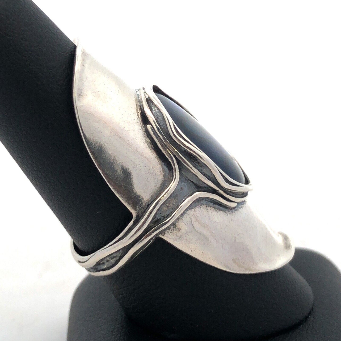 Designer 925 Sterling Silver Oval Abalone Cabochon Statement Finger Ring