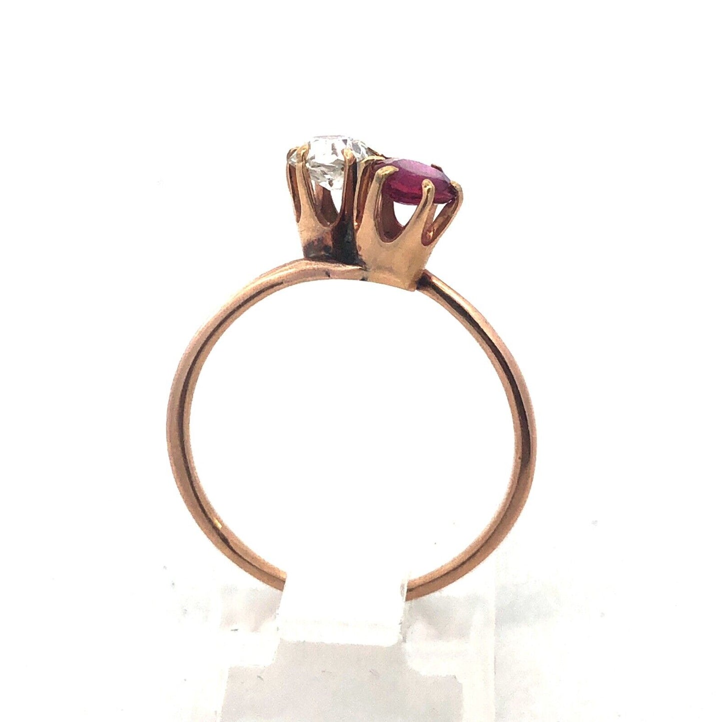 Stunning 14K Yellow Gold Diamond Ruby Duo Engagement Anniversary Cocktail Ring