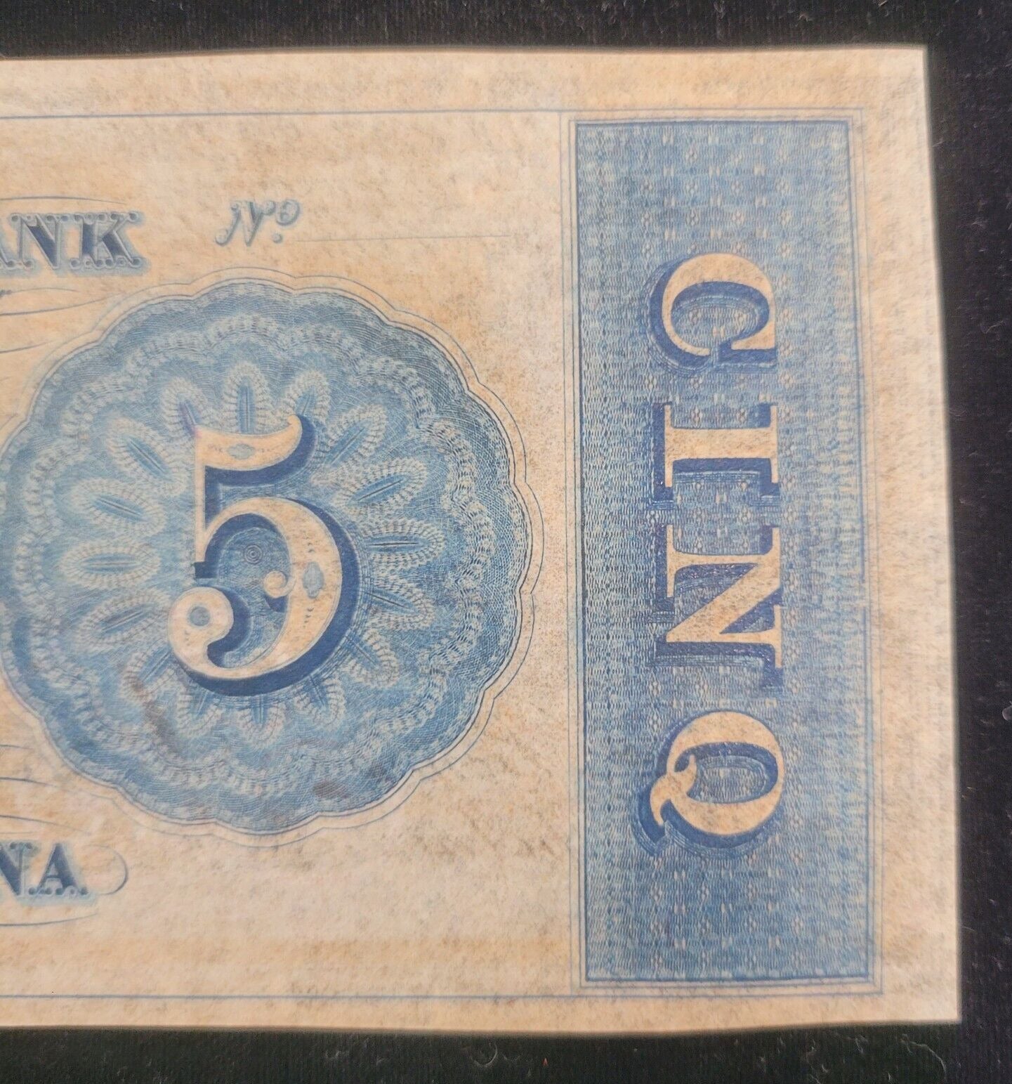 1800s $5 Citizens' Bank of Louisiana, New Orleans Obsolete Currency Bank Note