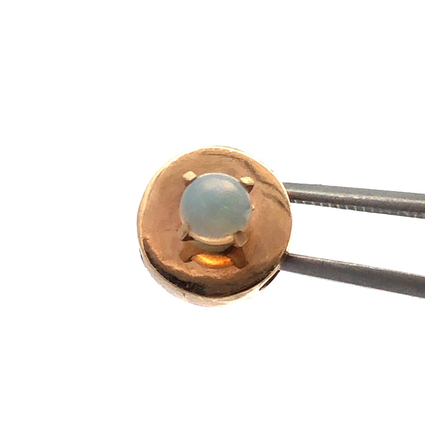 Vintage 10K Yellow Gold Round Opal Cabochon Slide Bracelet Charm