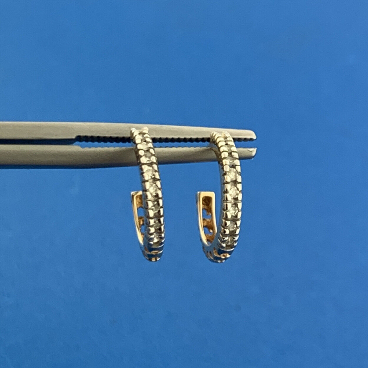 Designer 14K Yellow Gold Diamond April Anniversary Birthday Huggy Hoop Earrings