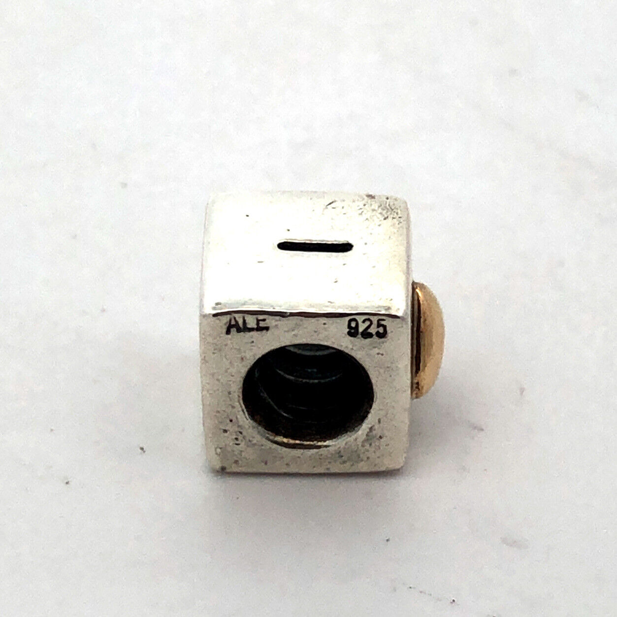 PANDORA 925 14K Gold 790200 Retired I Love You Heart Cube Slide Bracelet Charm