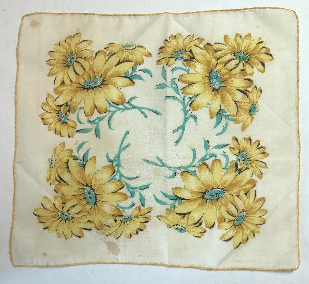 Vintage 7 Item Lot Floral Paisley Ladies Embroidered Edge Handkerchiefs