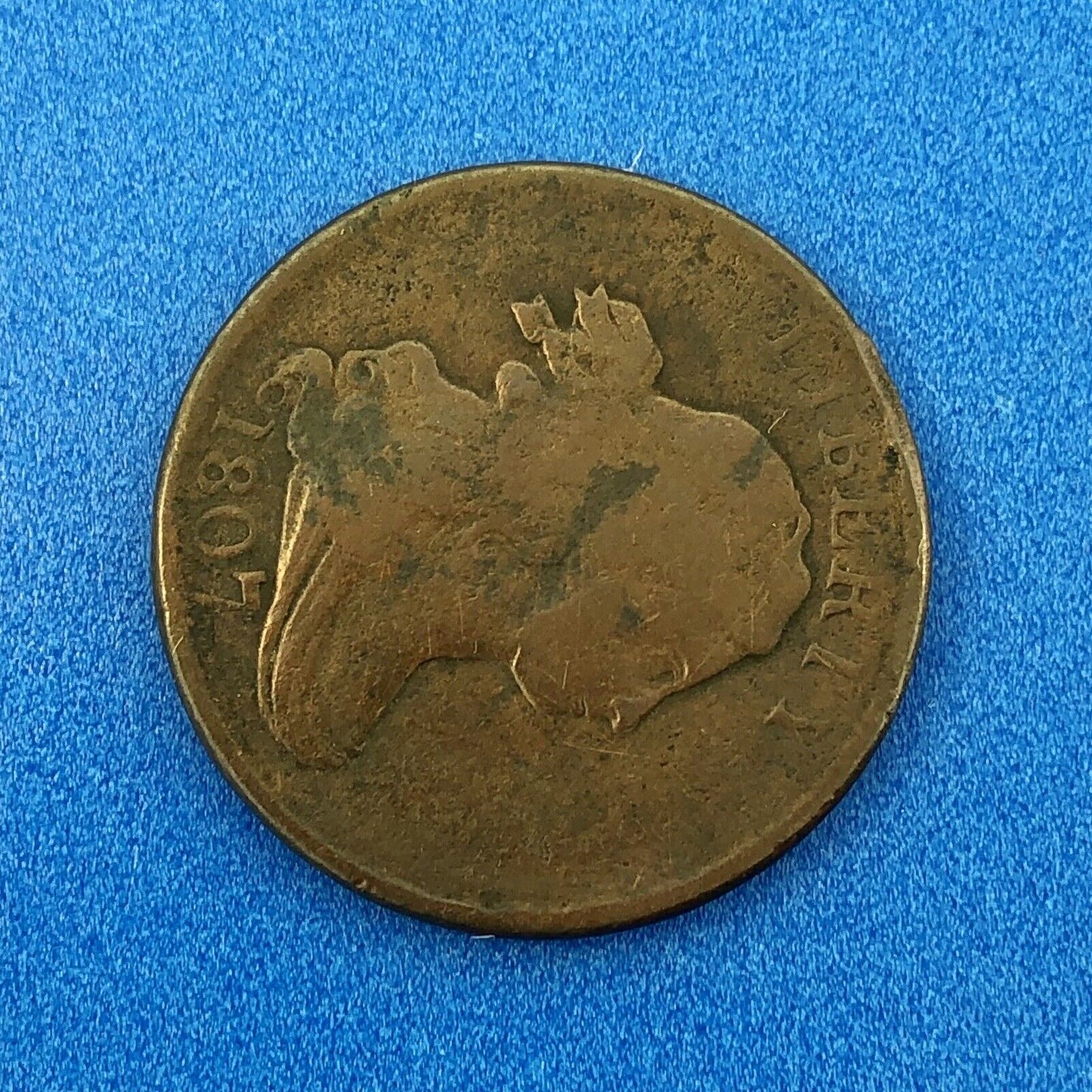 1807 P Draped Bust Copper Half Cent Early US Copper Better Key Philadelphia Coin