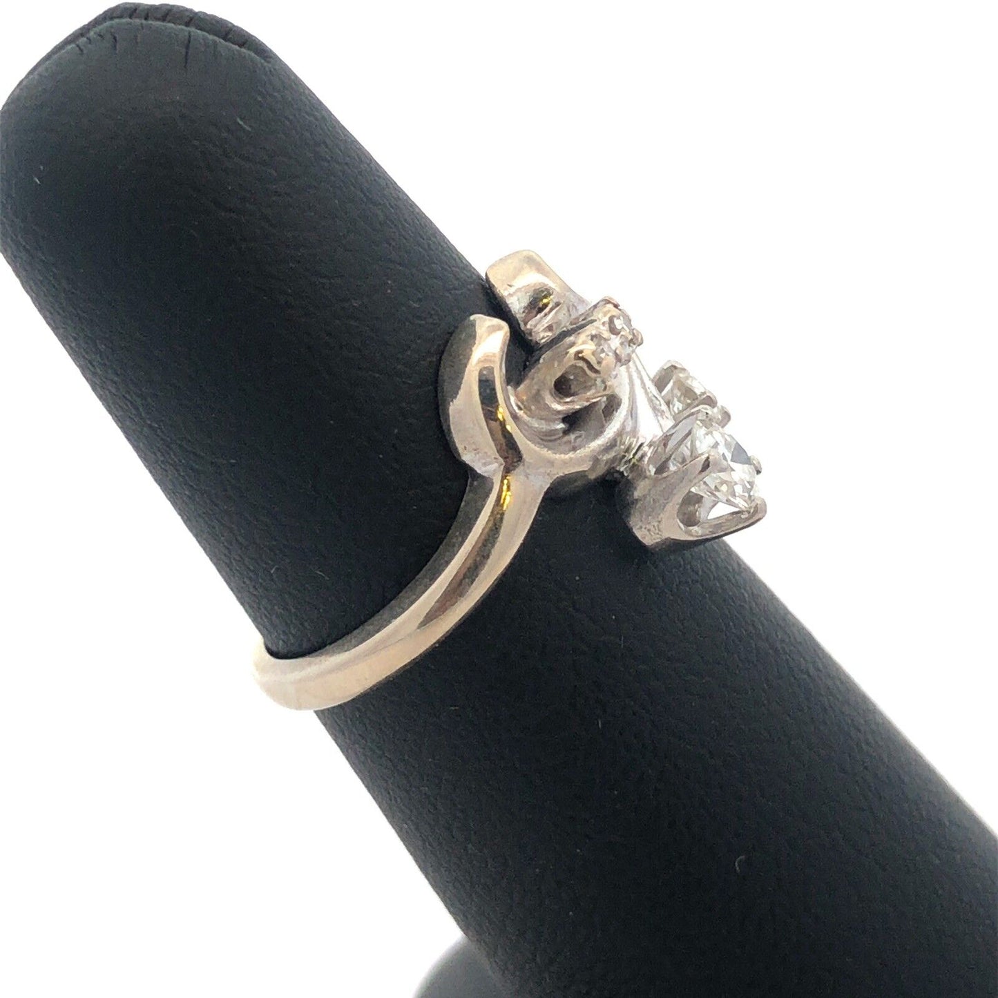 Art Deco 14K White Gold Diamond Fleur De Lis Flower Cluster Cocktail Ring