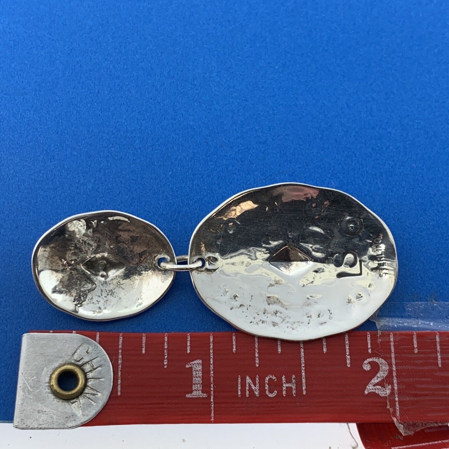 Designer LS Sterling Silver 925 Etched Twin Oval Stud Dangle Earrings