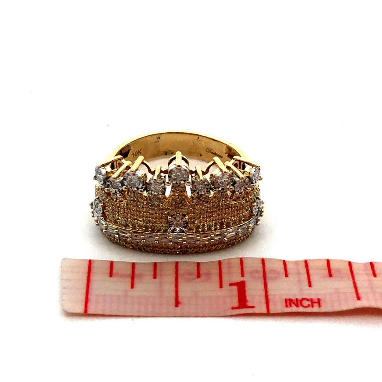 Designer Dadwani 10K Yellow Gold Diamond Pave Crown Statement Ring