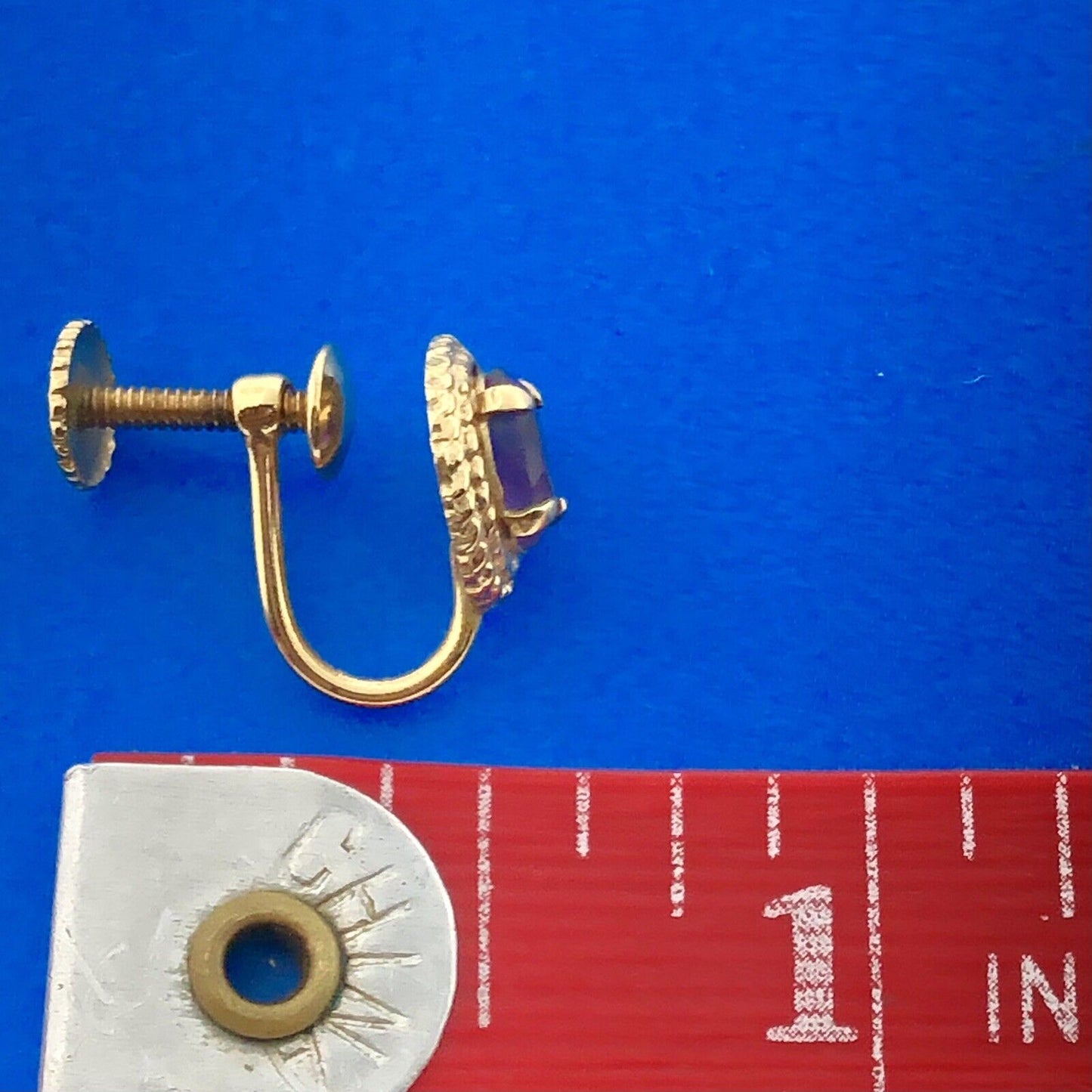 Mid Century 14K Gold Filled Amethyst February Anniversary Screw Back Earrings