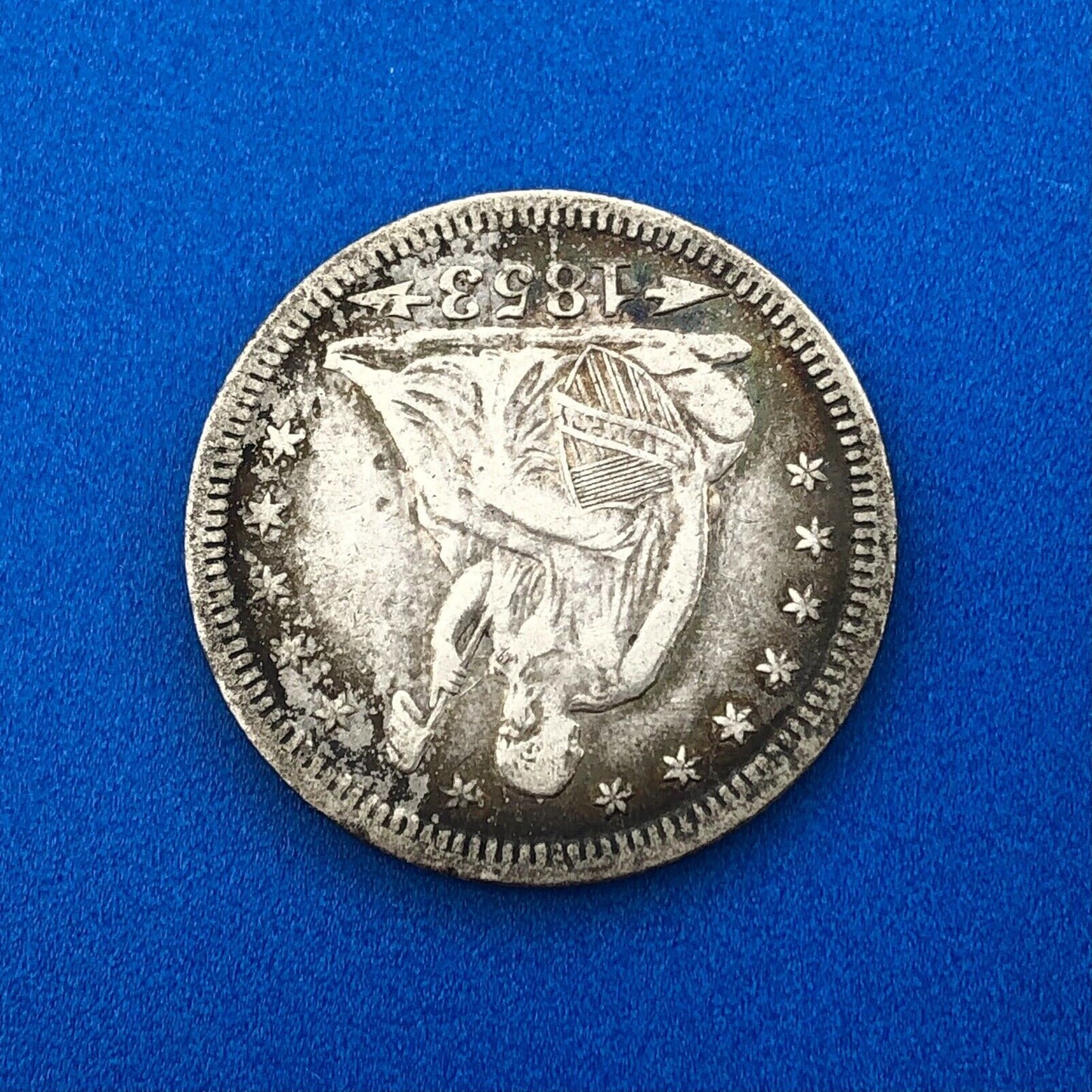 1853 P Silver Seated Quarter Dollar Arrows Rays No Motto Philadelphia Mint Coin