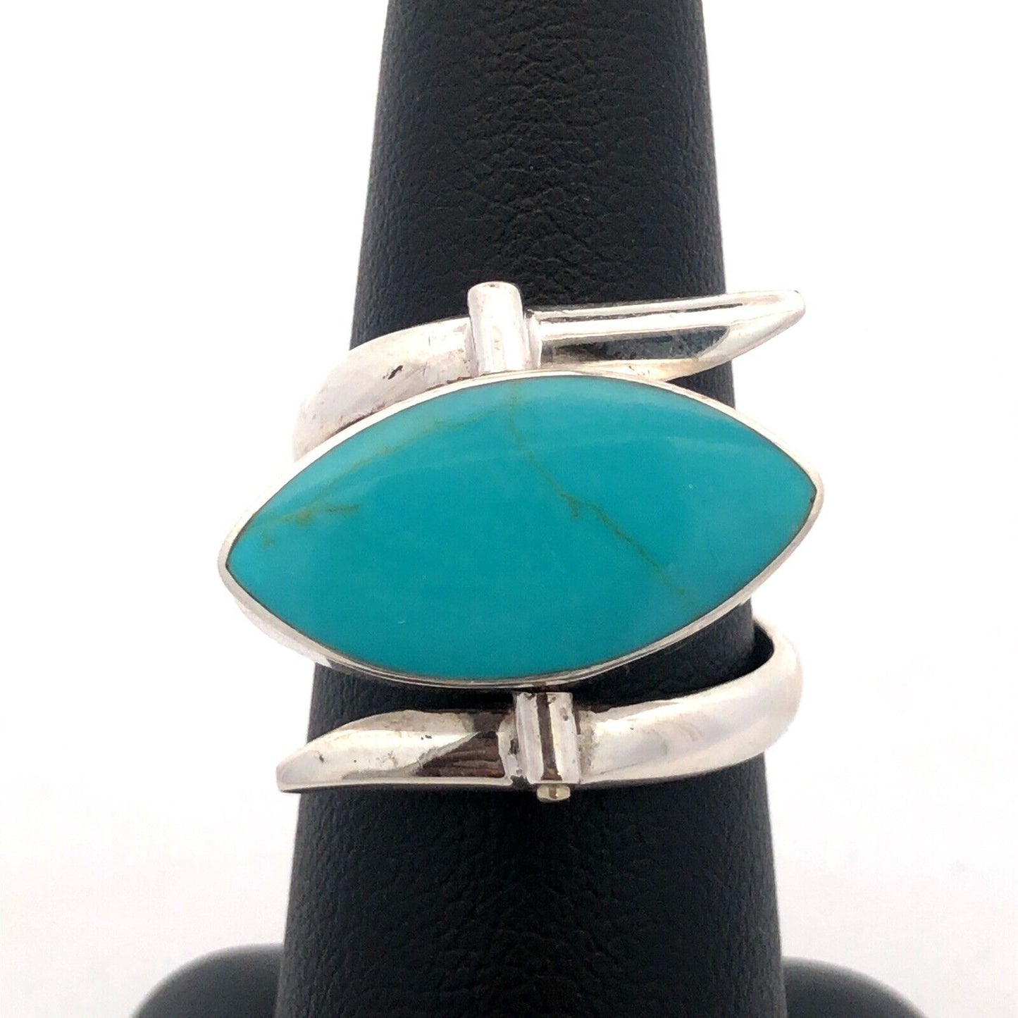 Designer HCB Mexico 925 Sterling Silver Turquoise Abalone Modernist Flip Ring