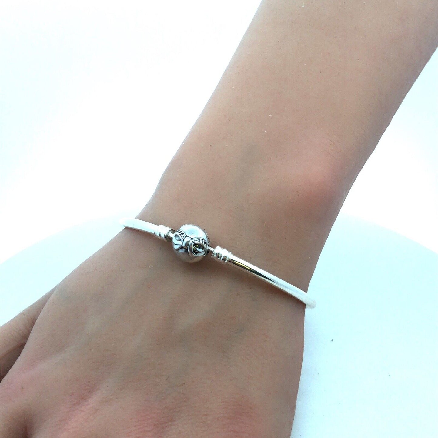 Designer PANDORA ALE 925 Sterling Silver Cubic Zirconia Bow Clasp Charm Bracelet