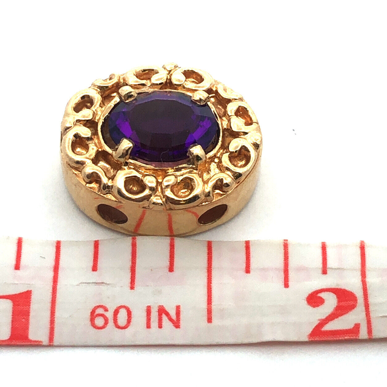 14k Yellow Gold Slide Amethyst Slide Charm Pendant