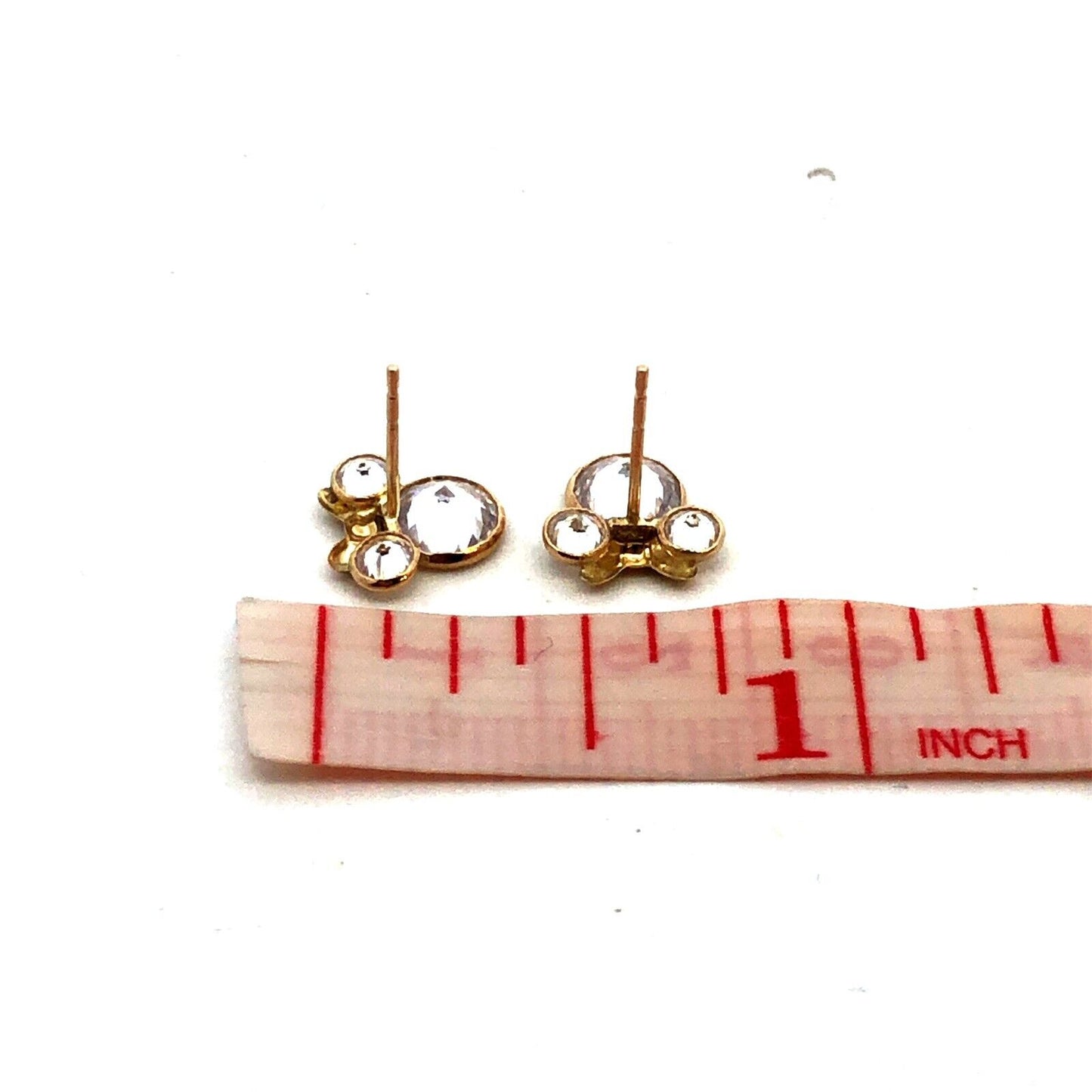 JCM Disney 10K Yellow Gold Round Cubic Zirconia CZ Minnie Mouse Stud Earrings