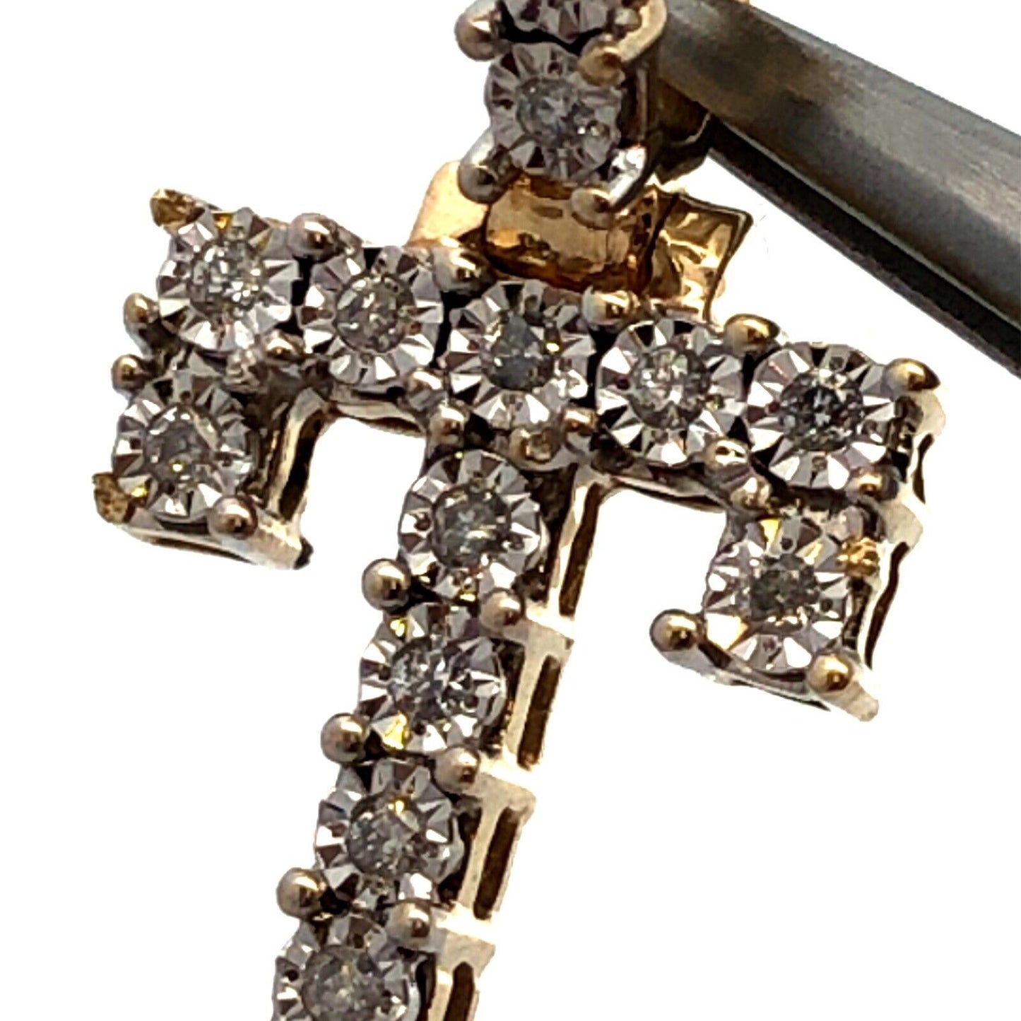 Designer AMB 10K Yellow Gold Diamond Initial Letter T Statement Pendant