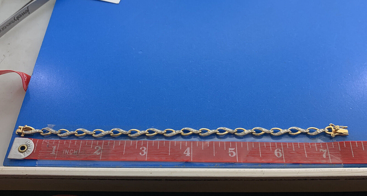 Designer RSE Vermeil 925 Sterling Silver Diamond Tennis Bracelet