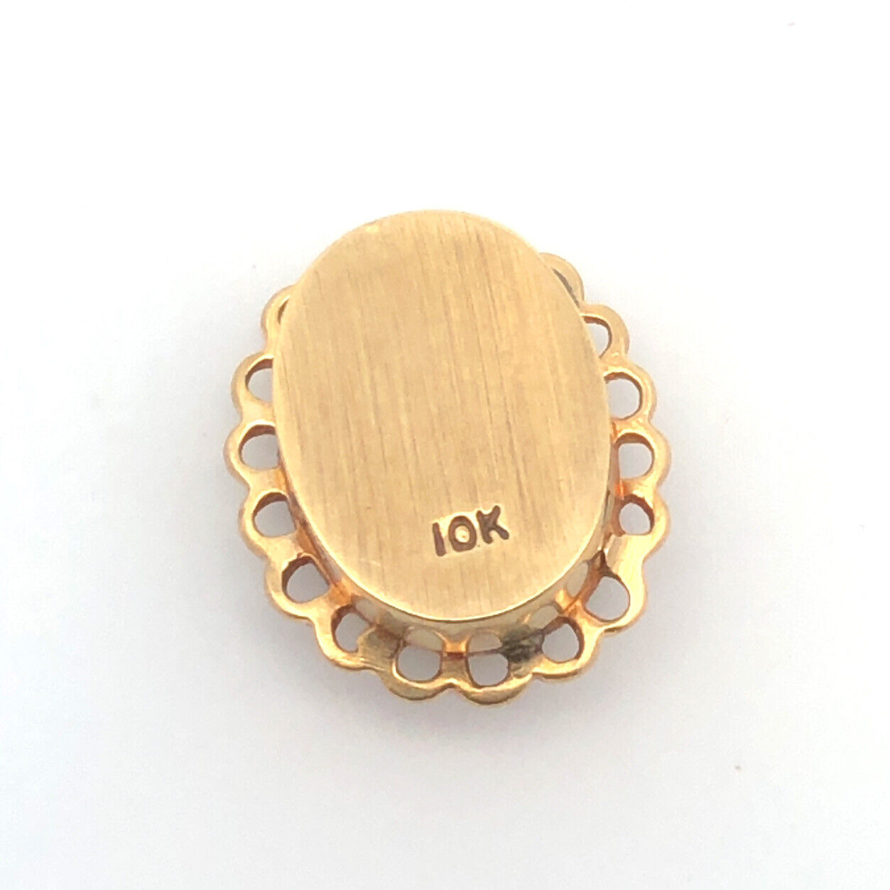 Vintage 10K Yellow Gold Oval Carved Cameo Open Work Slide Bracelet Charm