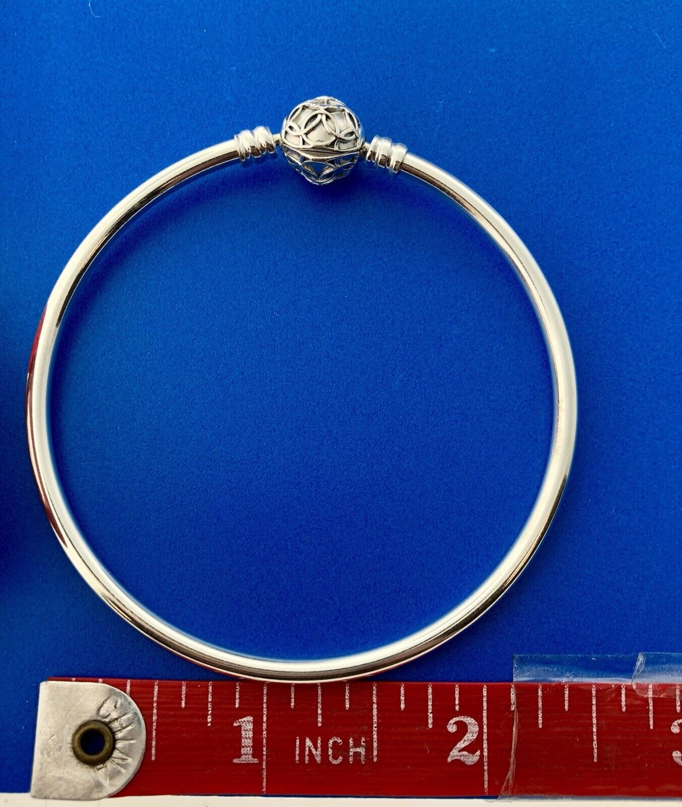 Pandora 925 Sterling Silver Pattern Of Love Clasp Charm Bangle 597137 Limited Ed