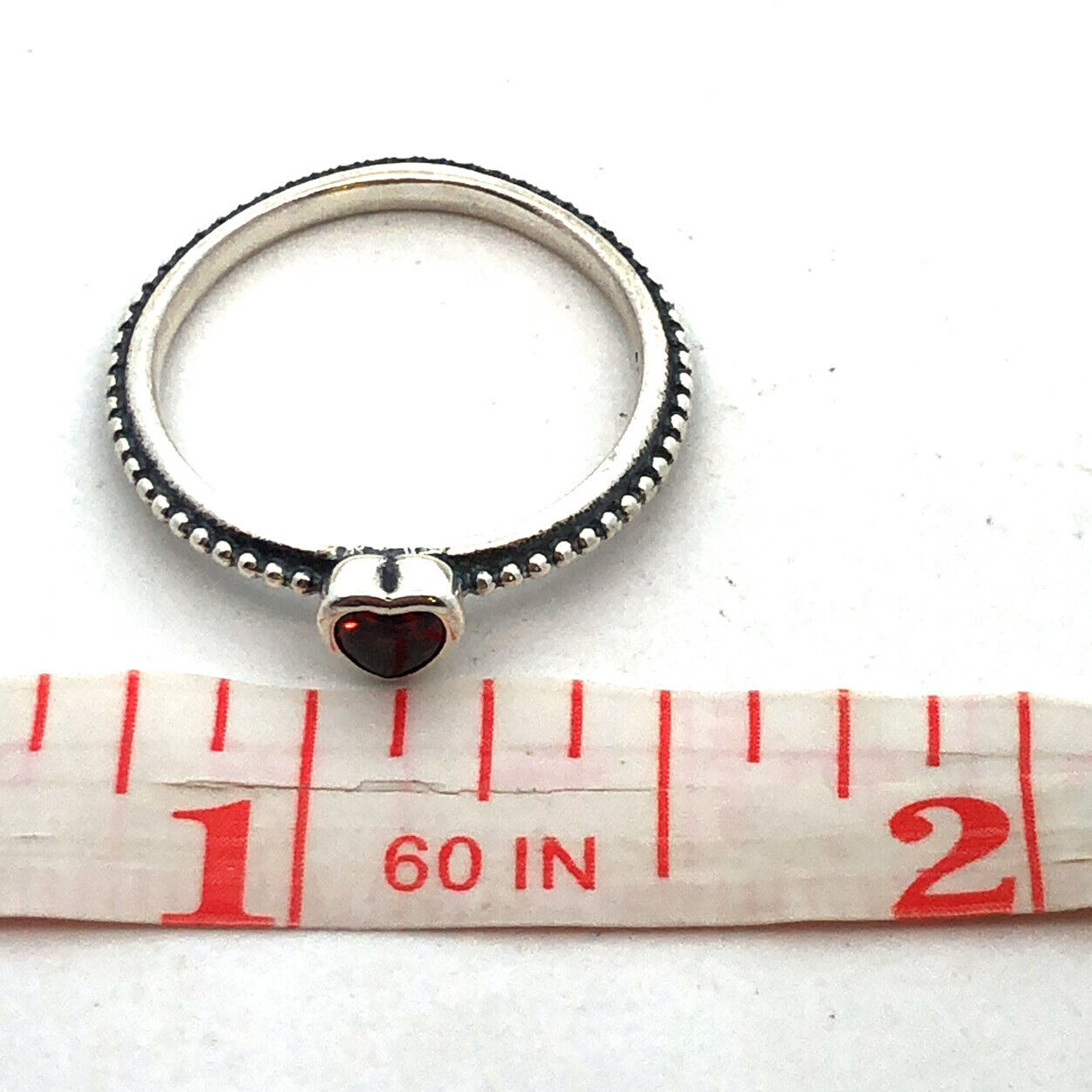 Authentic PANDORA Sterling Silver Red Cubic Zirconia One Heart 190896SGR Ring