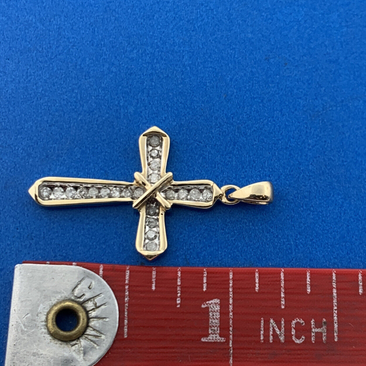 14K Yellow Gold Diamond Religious Communion Bridal Easter Cross Pendant