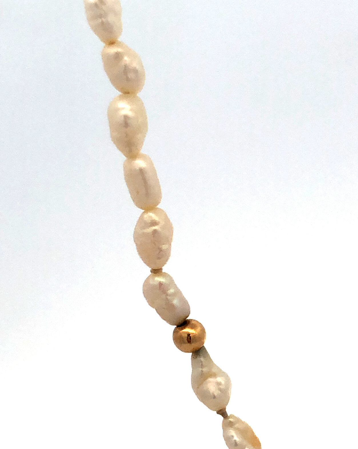 Estate 14K Yellow Gold Baroque Pearl Gold Bead Necklace