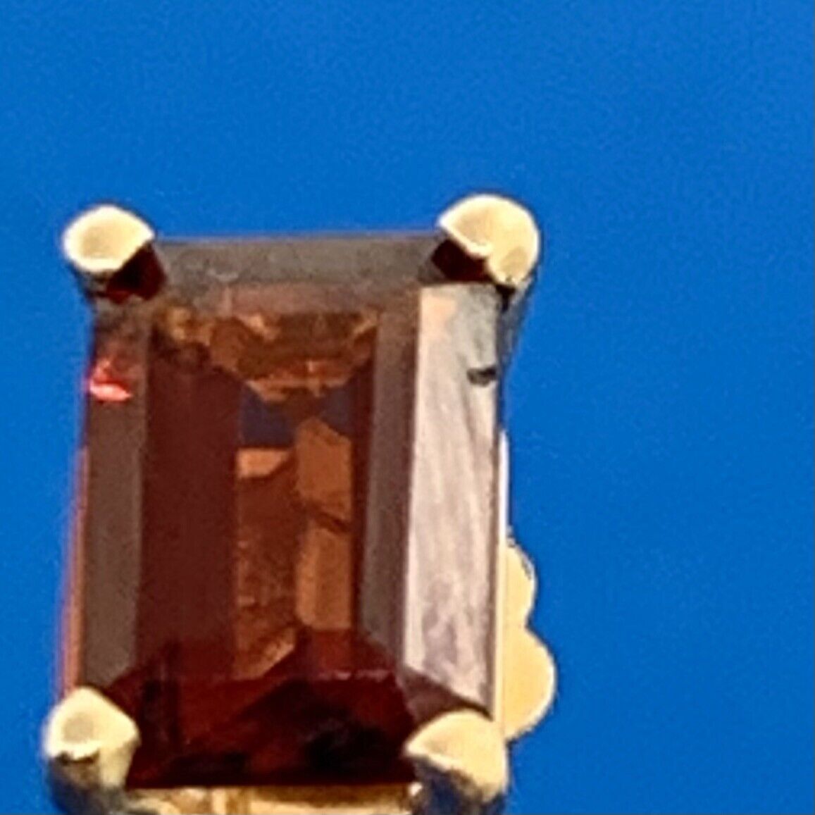Designer 14K Yellow Gold Emerald Cut Garnet Stud Earrings