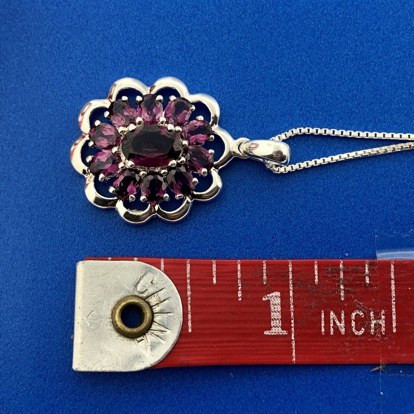 Designer Sterling Silver 925 Purple Cubic Zirconia CZ Flower Cluster Necklace