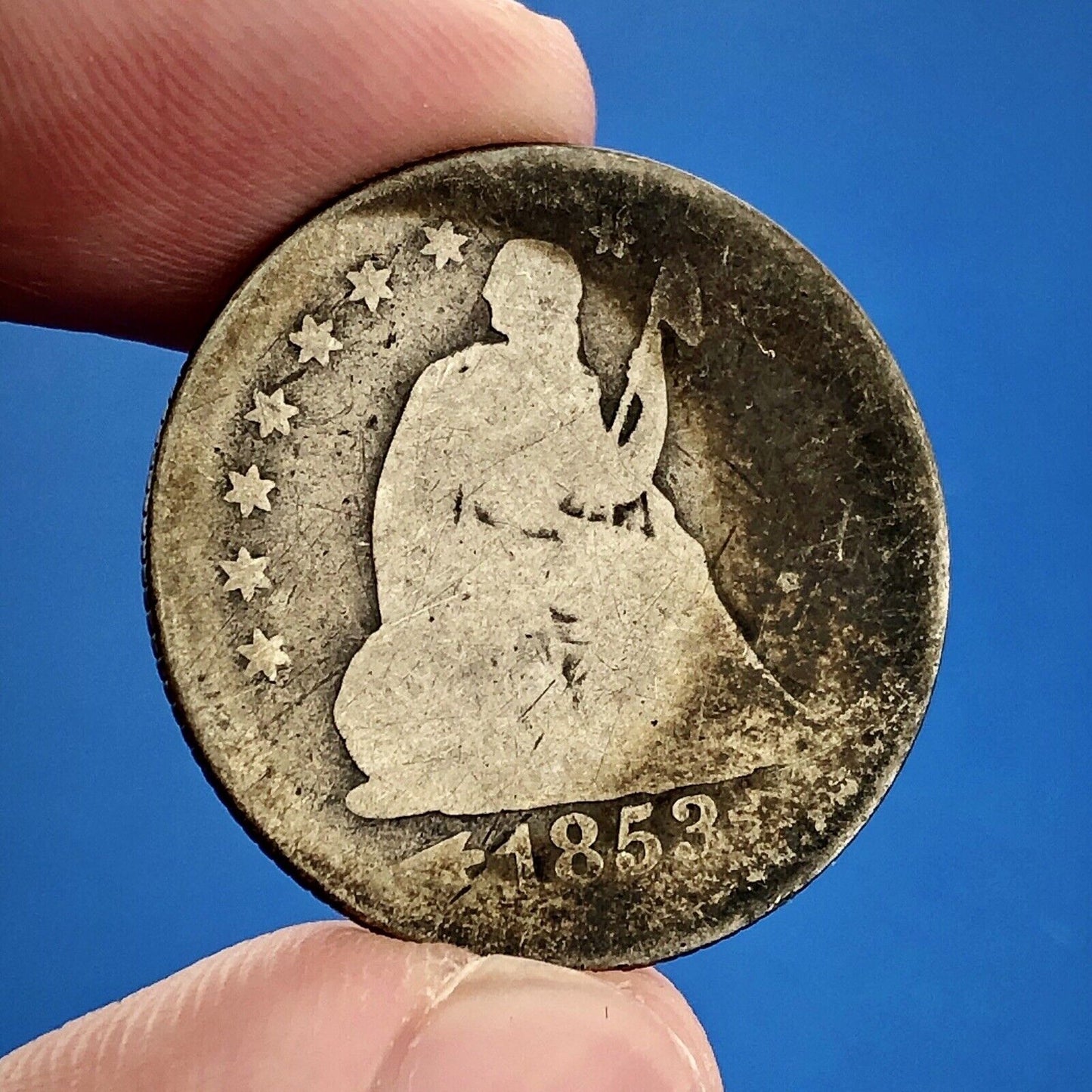 1853 P Seated Liberty Silver Quarter Dollar 25c Type 2 Better One Year Type Coin