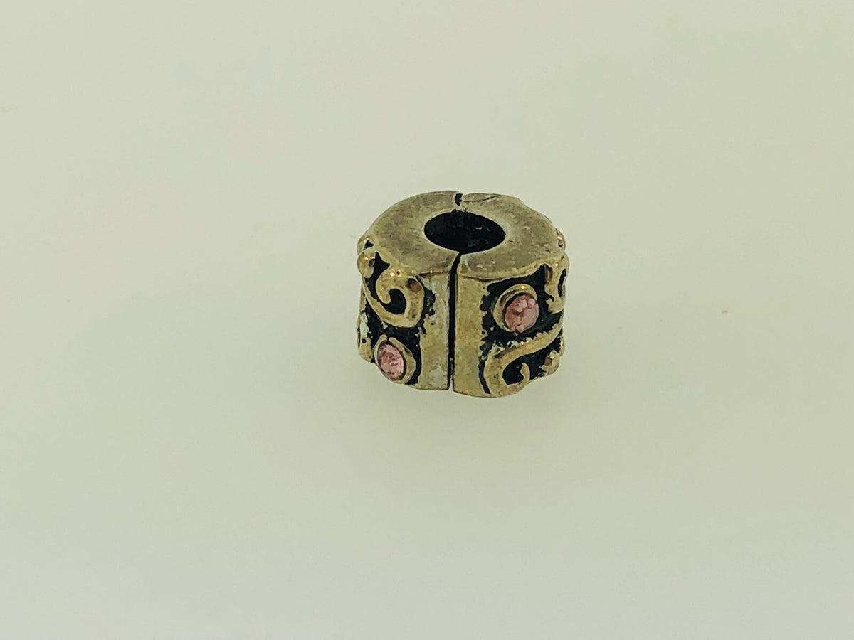 Retired PANDORA ALE Sterling Silver 925 Tendril Pink CZ Clip Bead Charm 790380