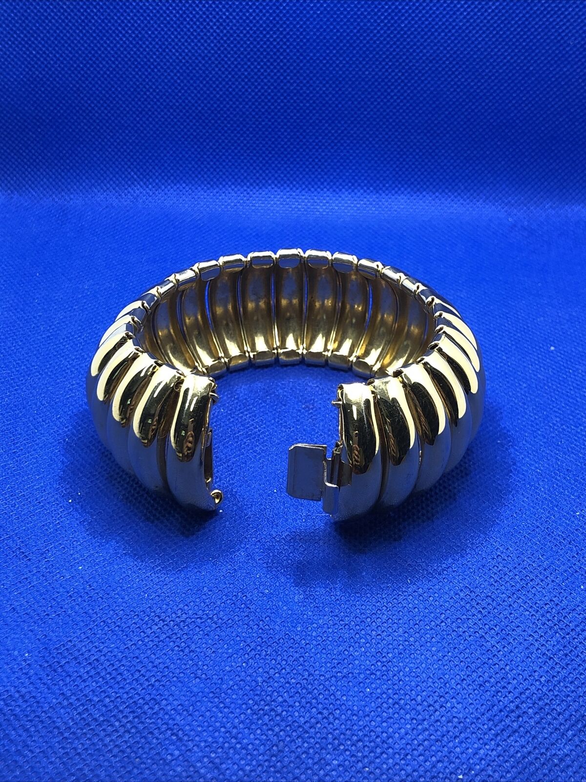 Napier Gold Tone Macaroni Link Accordion Style Statement Cuff Bracelet