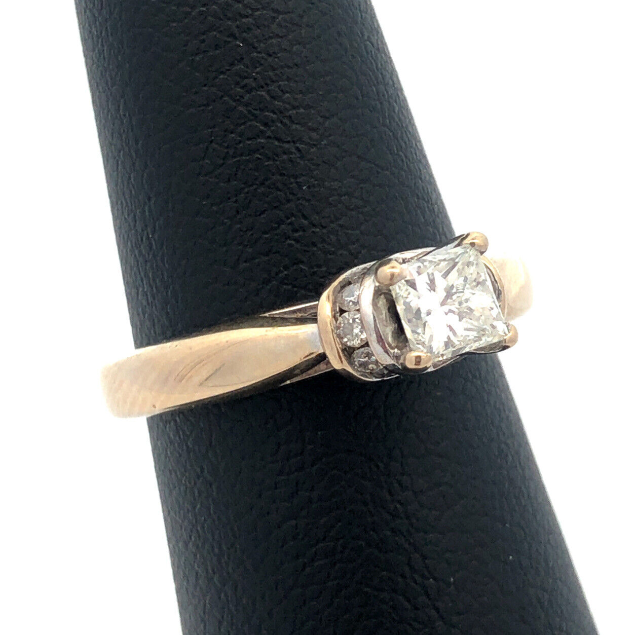 14K White Gold Princess Diamond Center Accented Size 7. 25 Engagement Ring