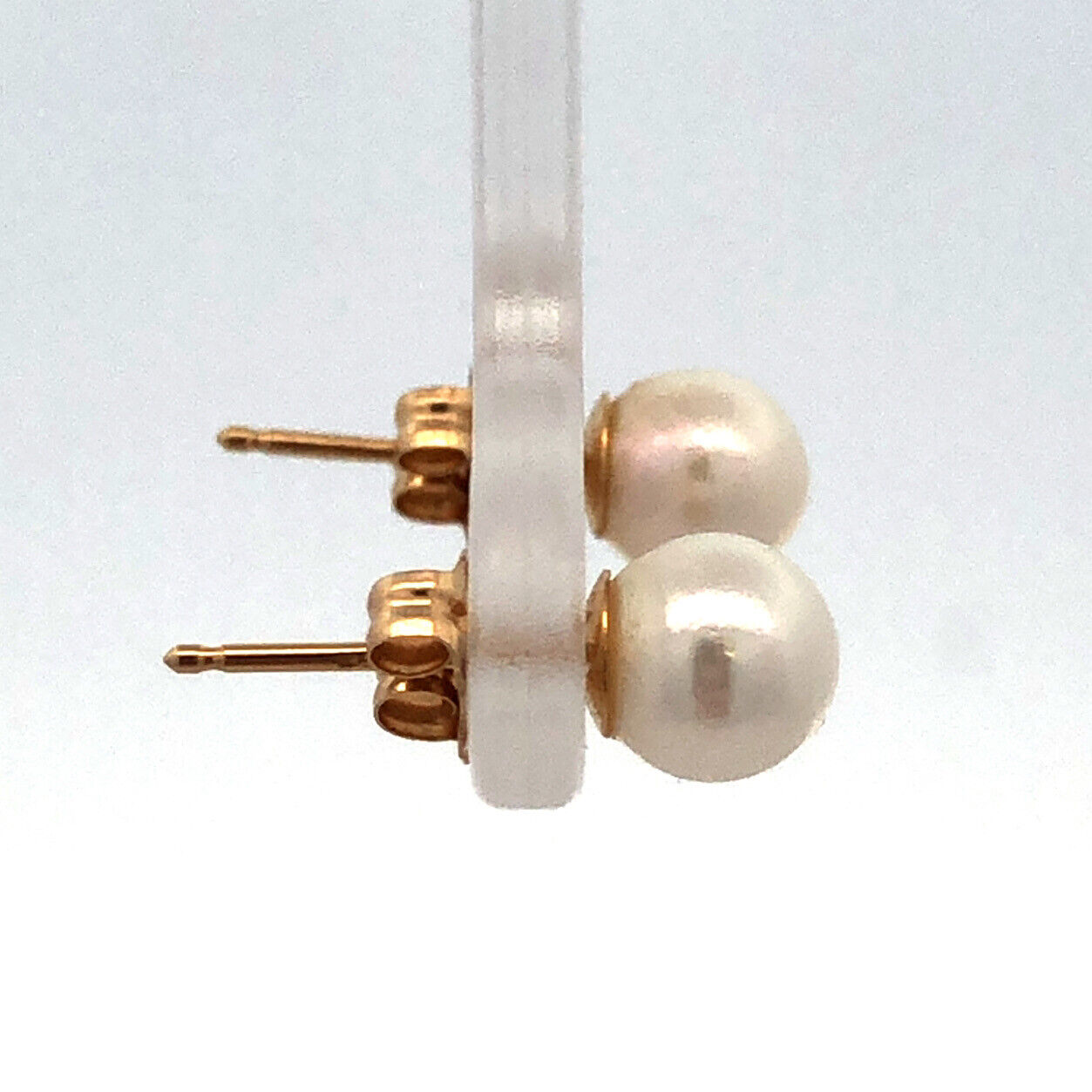 Jacmel Mauritius JCM 14K Yellow Gold Pearl Solitaire Wedding Day Stud Earrings