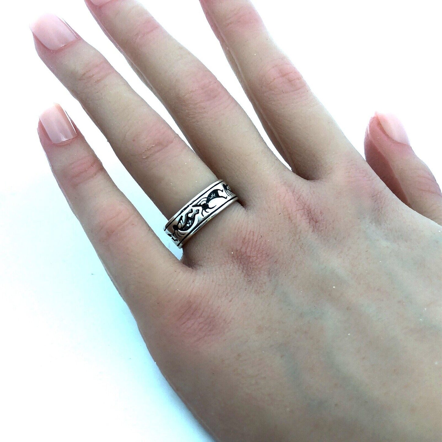 925 Sterling Silver Native American Shubes Manufacturing Kokopelli Band Ring