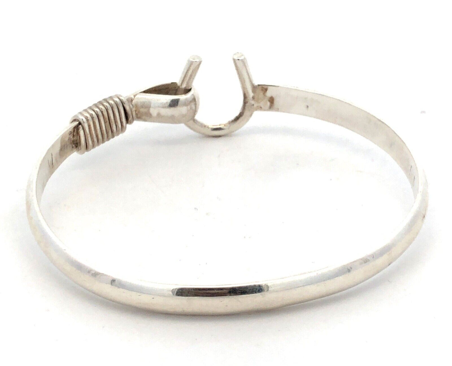 Native American DK 925 Sterling Silver Horseshoe Lasso Bangle Bracelet