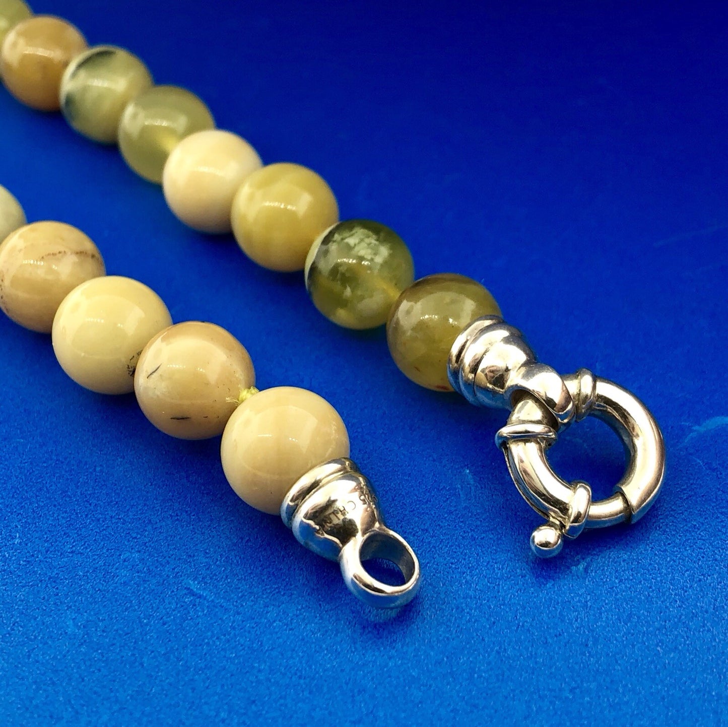 Whitney Kelly WK 925 Sterling Silver Moss Agate Jasper Ball Bead Necklace