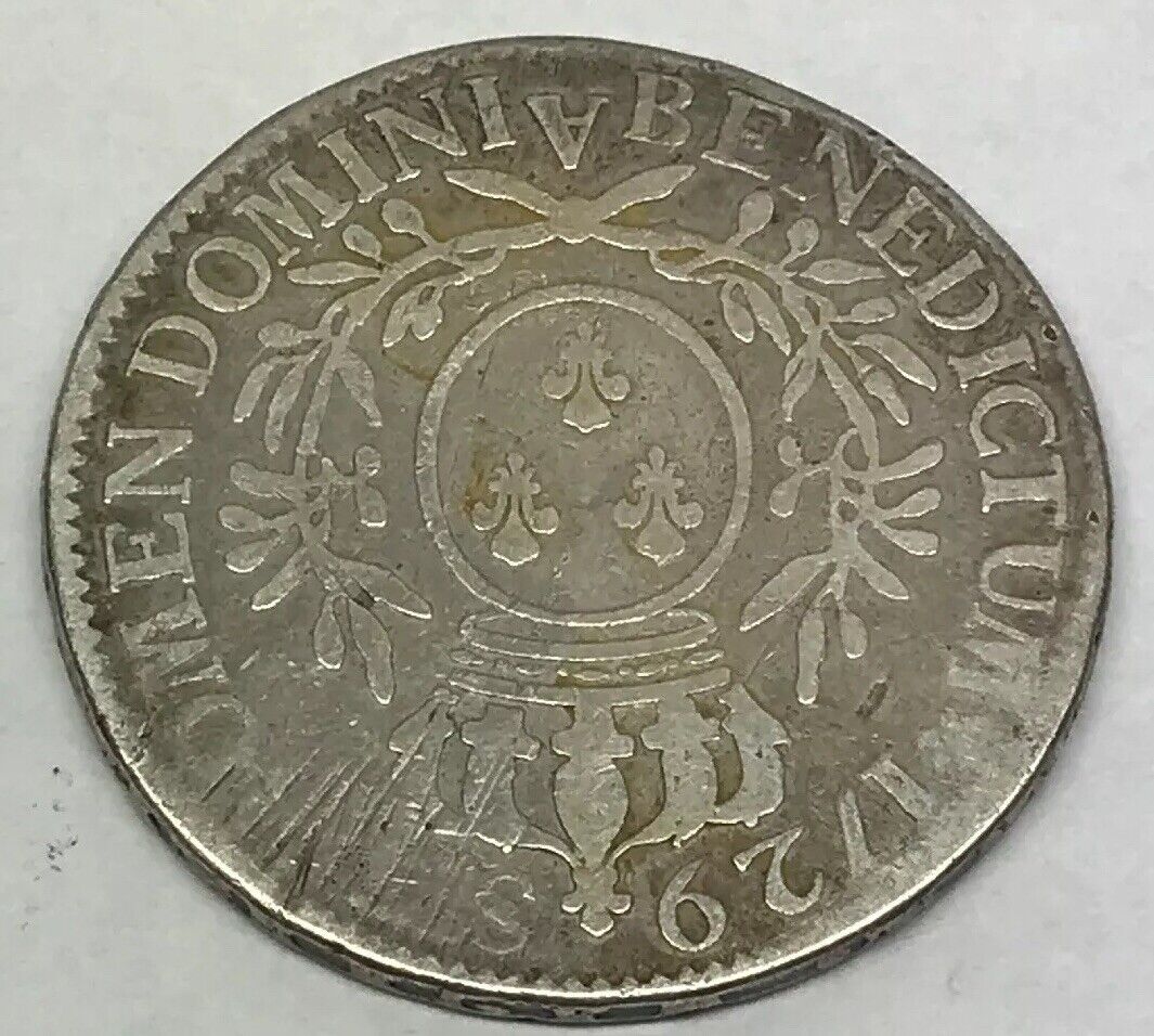 1729 A France Louis XV One Ecu Paris Mint Silver Crown