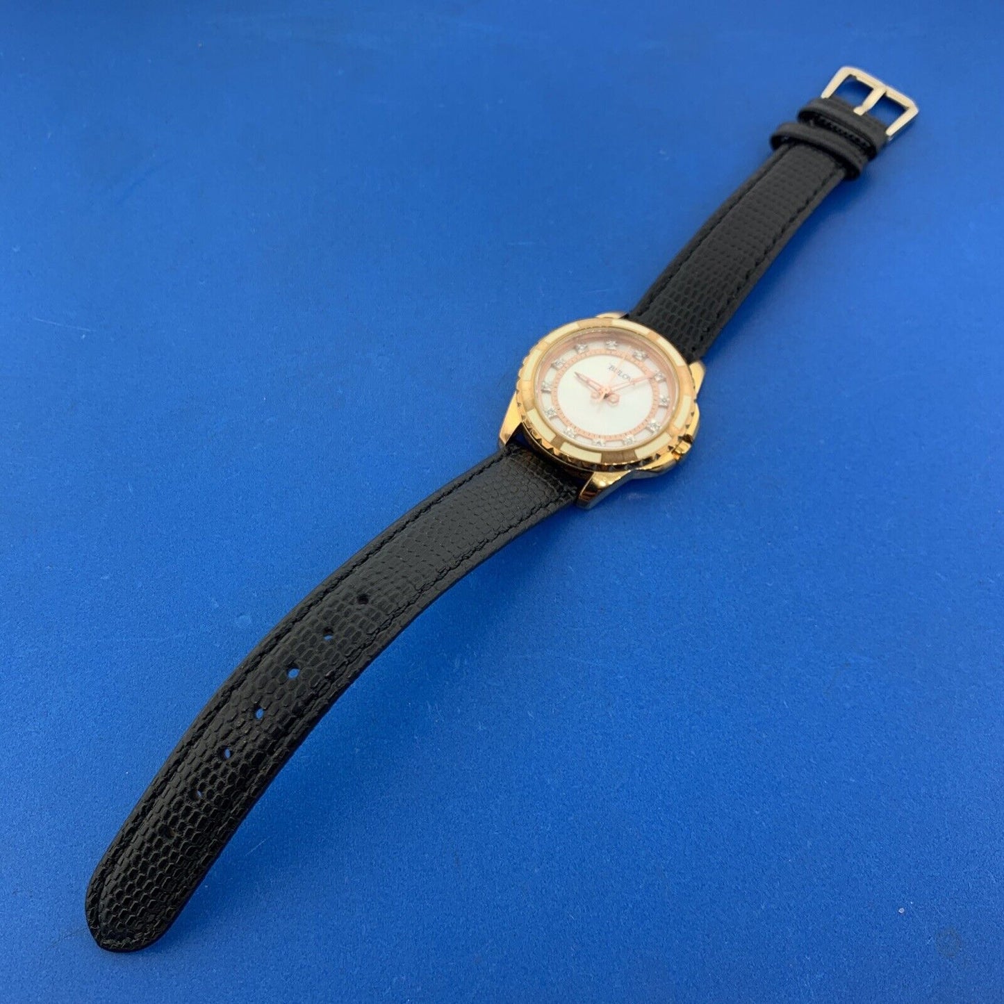 Bulova Ladies Classic Collection Diamond Rose Gold Plated Model 98P119 Watch