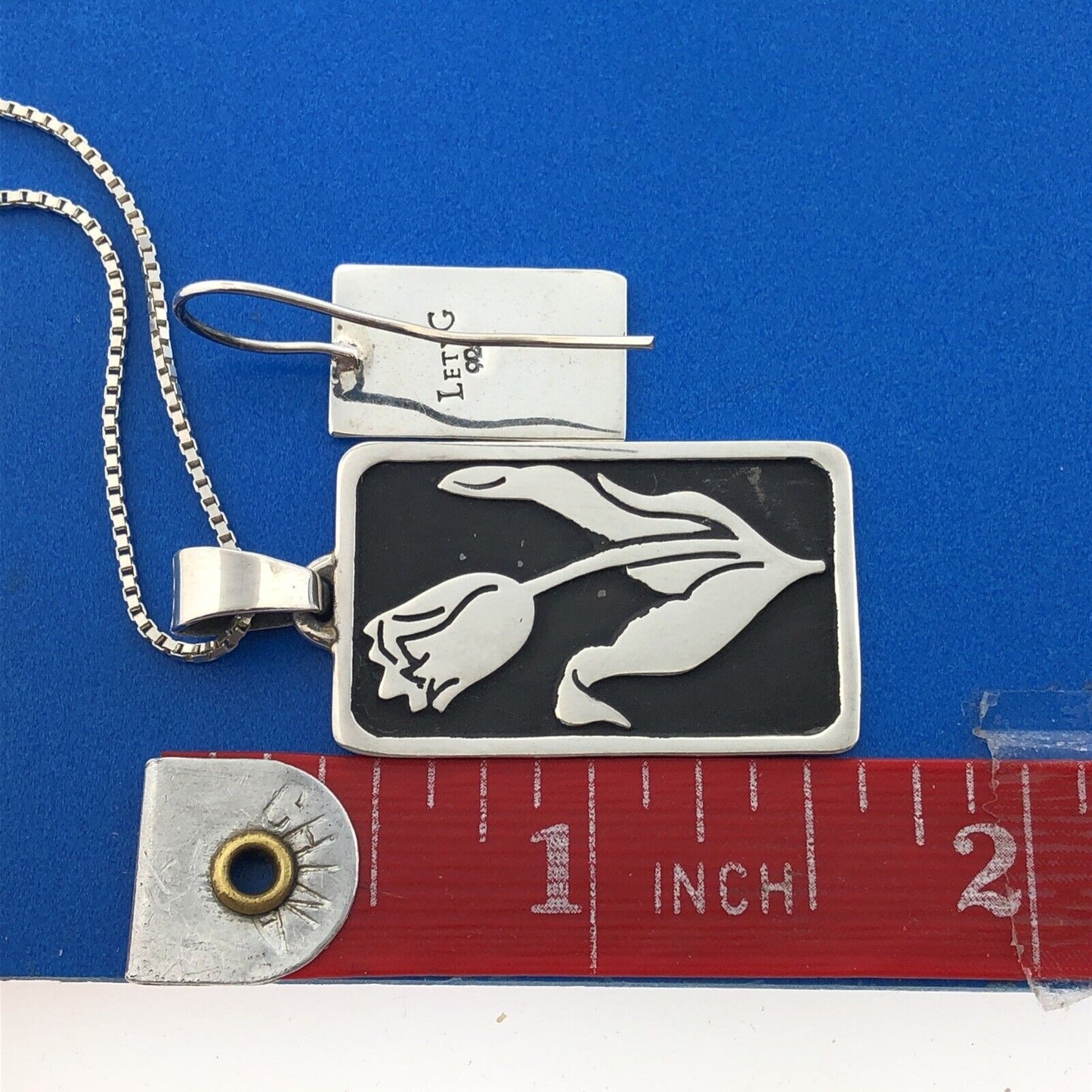 Contemporary Designer Lety G 925 Sterling Silver Flower Earrings Necklace Set