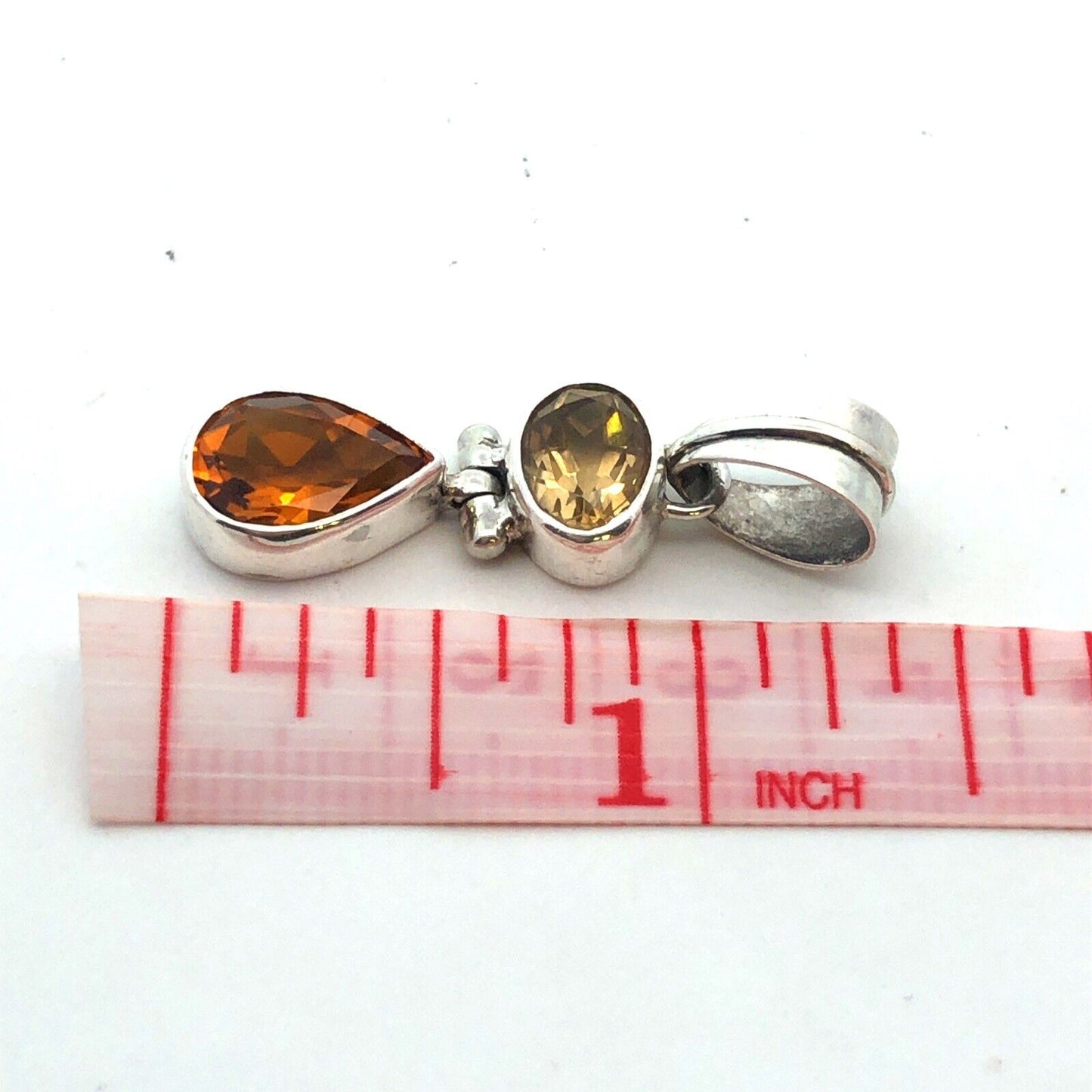 925 Sterling Silver Citrine Prasiolite Drop Dangle Statement Pendant