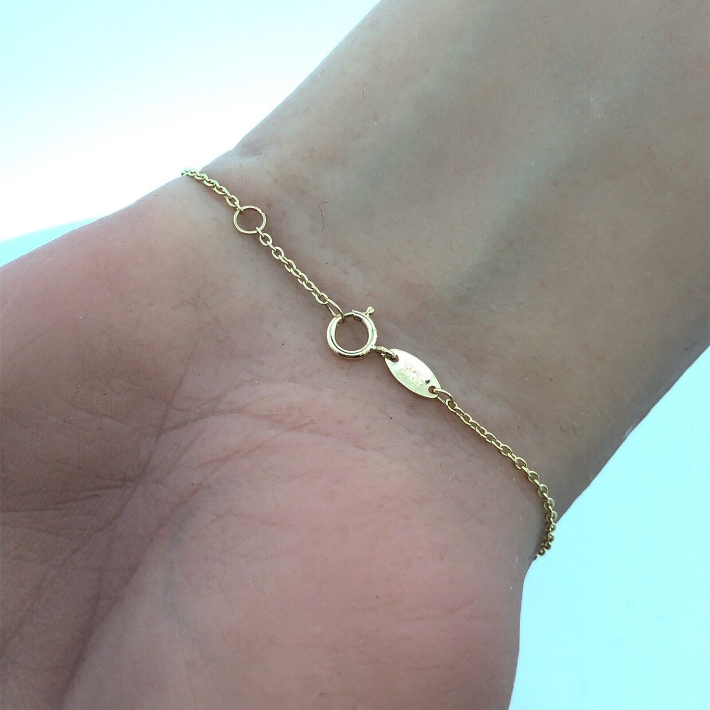 Designer ARR 14K Yellow Gold Simple Heart Charm Chain Bar Bracelet