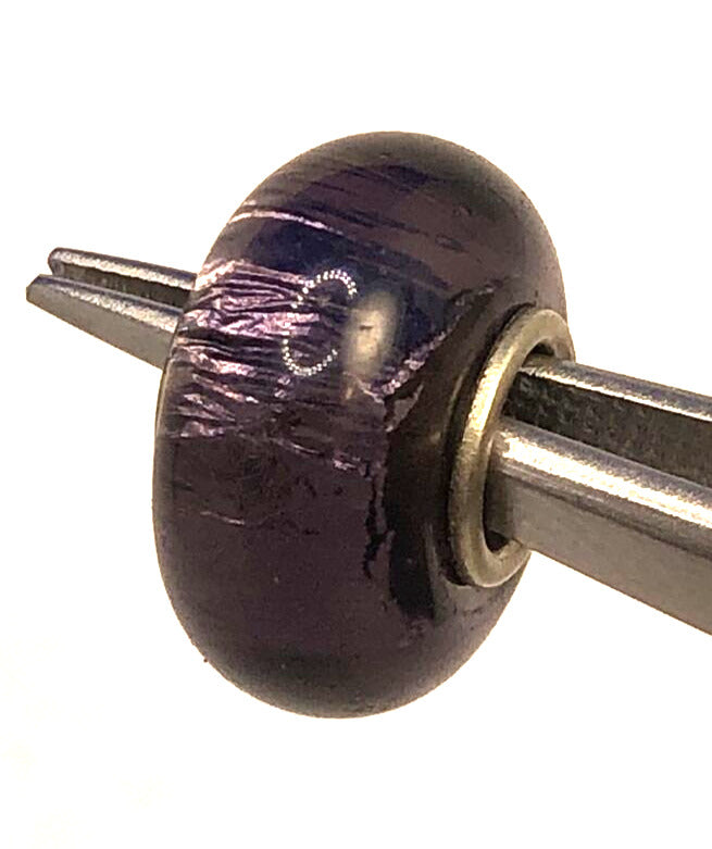 Purple 925 Sterling Silver Glass Slide Bracelet Bead Charm
