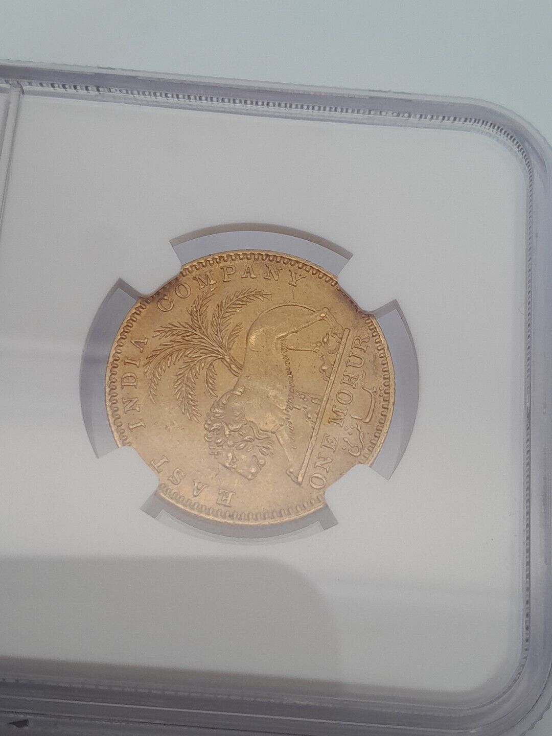 1841 C British India Mohur S & W-3.7 Type A/1 "W.W." Plain 4 NGC MS61 Gold Coin