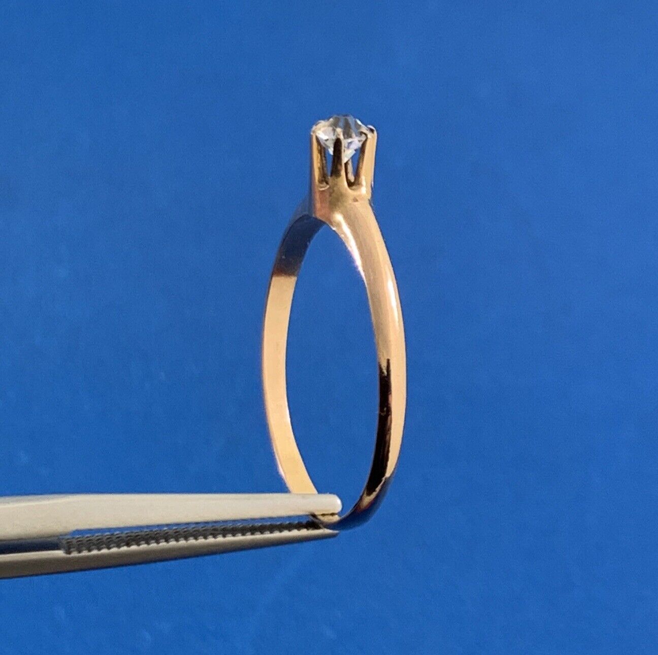 Estate Robin Hood 10K Rose Gold Cubic Zirconia Solitaire Engagement Promise Ring
