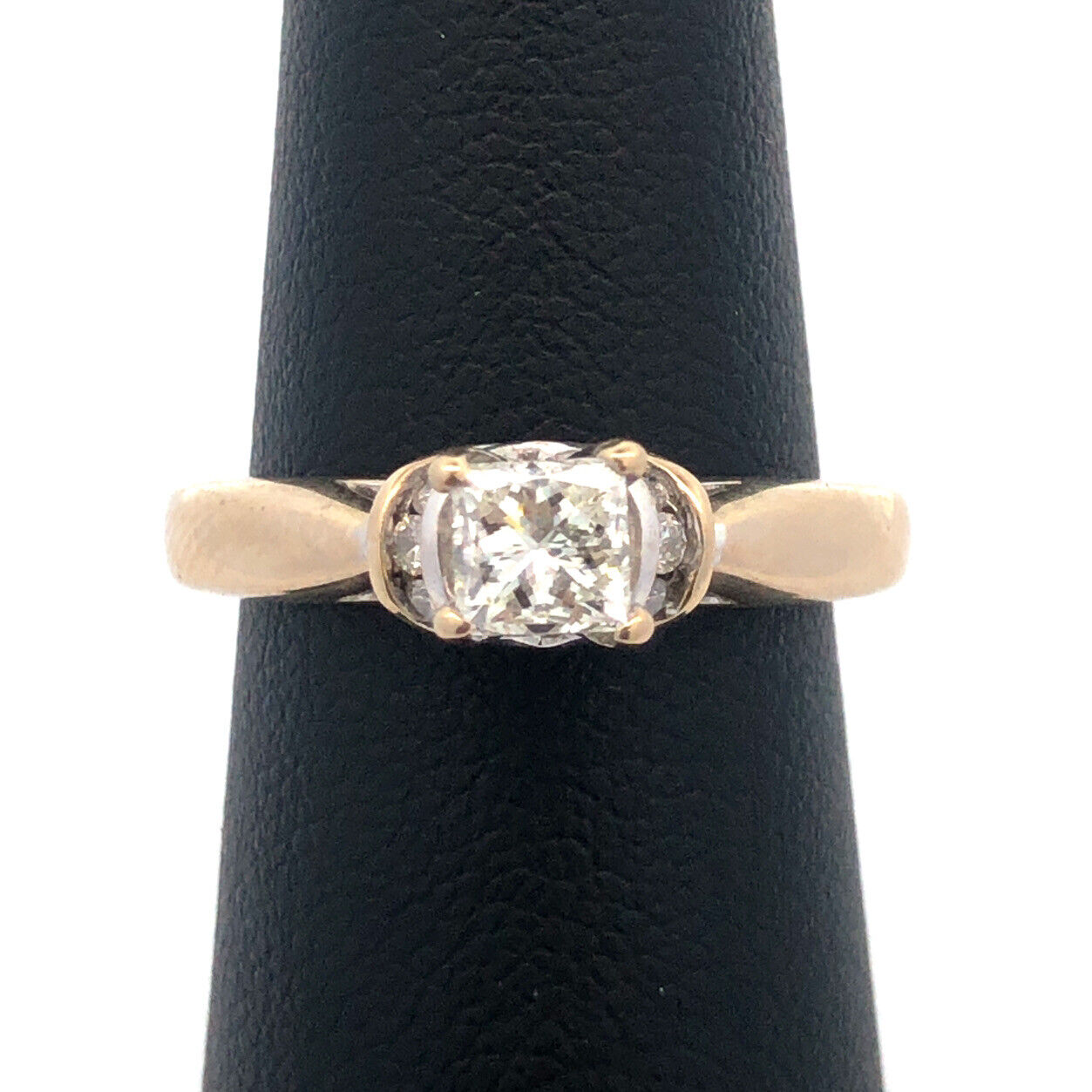 14K White Gold Princess Diamond Center Accented Size 7. 25 Engagement Ring