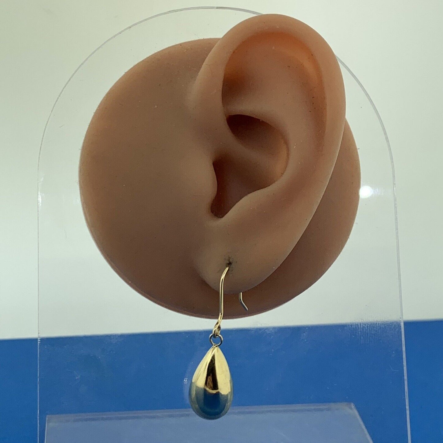 Designer Peru 10K Yellow Gold Pear Teardrop Polished Dangle Drop Hook Earrings