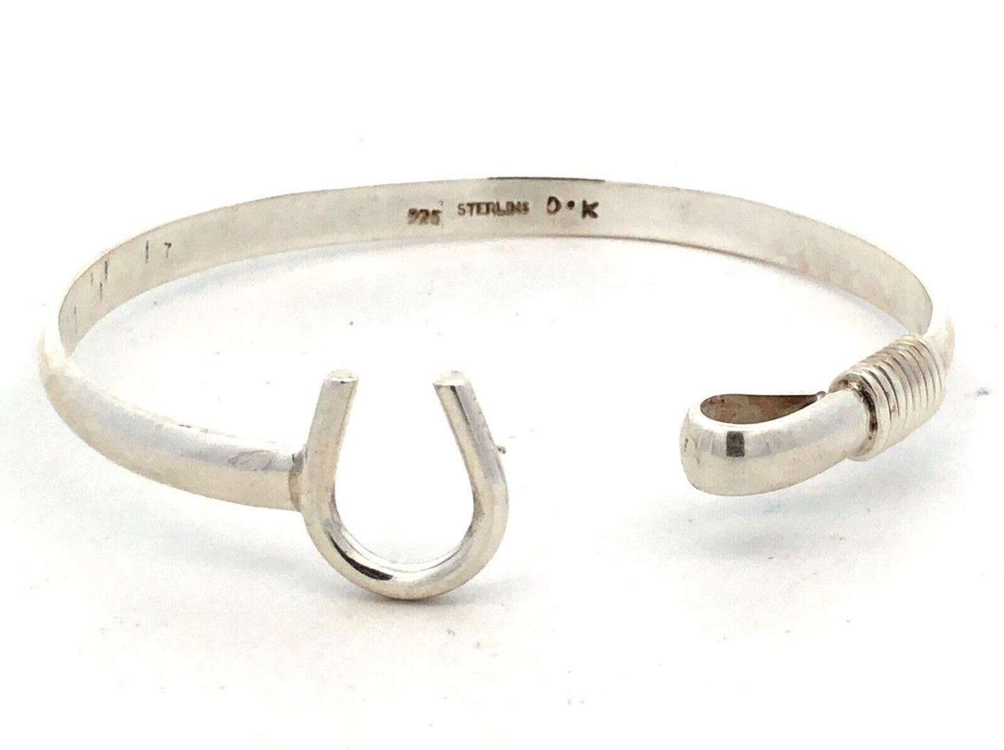 Native American DK 925 Sterling Silver Horseshoe Lasso Bangle Bracelet